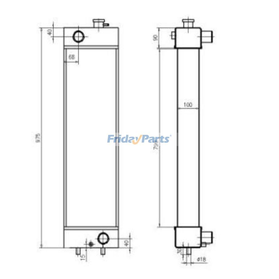 For Komatsu Excavator PC128US-8 Water Tank Radiator Core ASS'Y