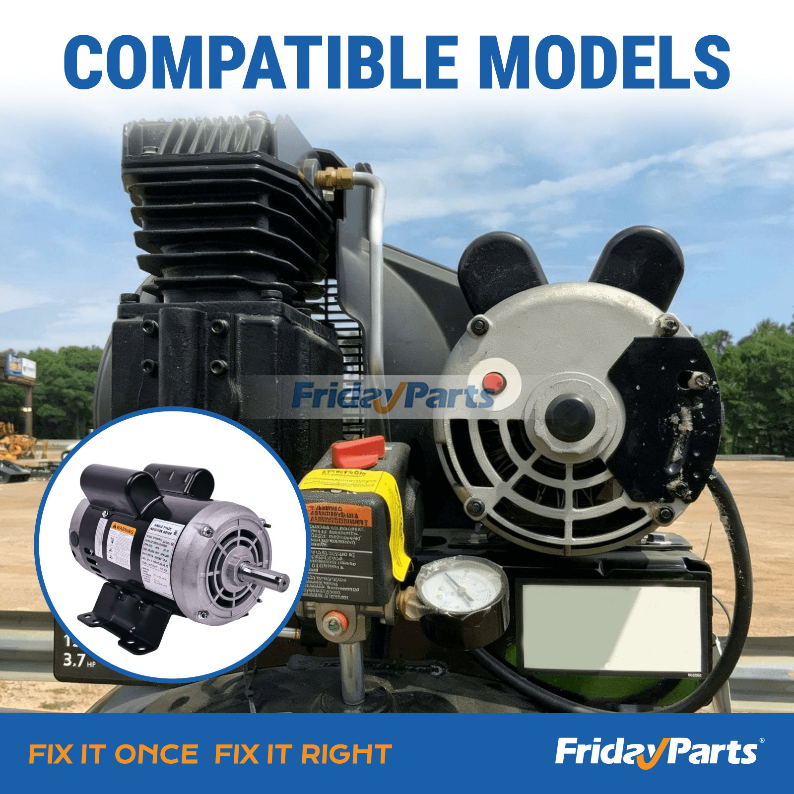 Compre 208/230 V 21,9/21,1 A Motor elétrico Ingersoll Rand 54421193 de reposição para compressor de ar na FridayParts