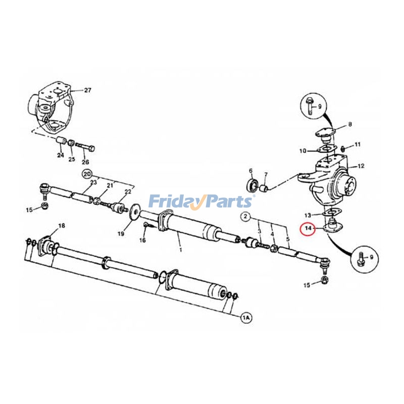 Unterer Königszapfen der Vorderachse 10/905637 für JCB-Teleskoplader 504B 520-55 FS 526-55 FSfür Für JCB