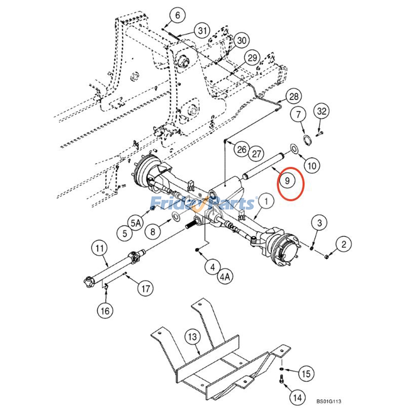 Front Axle Pivot Pin for Loader