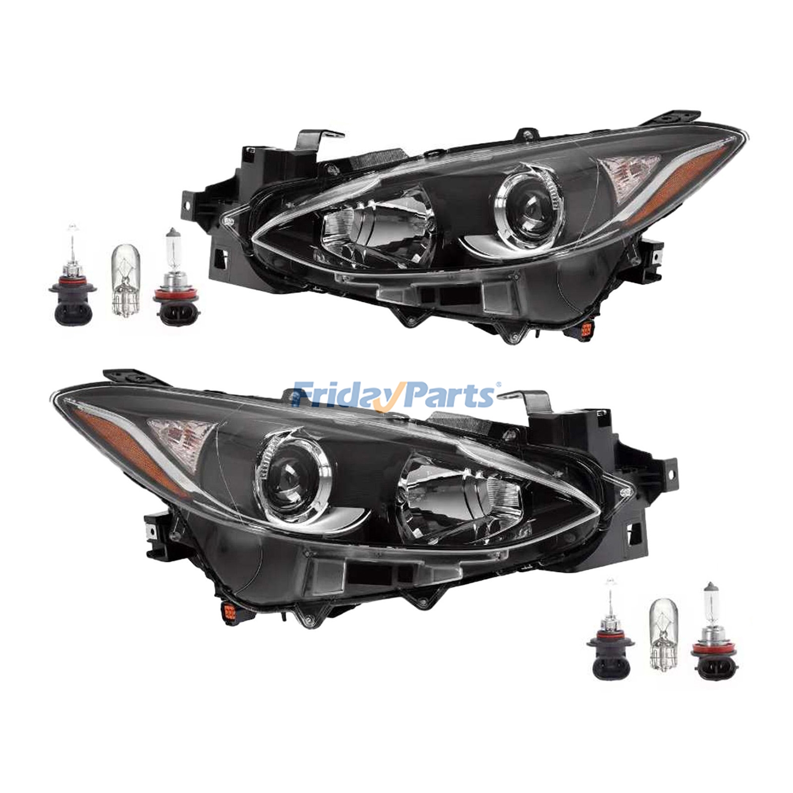 Front Left & Right Headlight MA2502144 MA2503144 for Mazda Model3 2.0L 2.5L L4 2014-2016