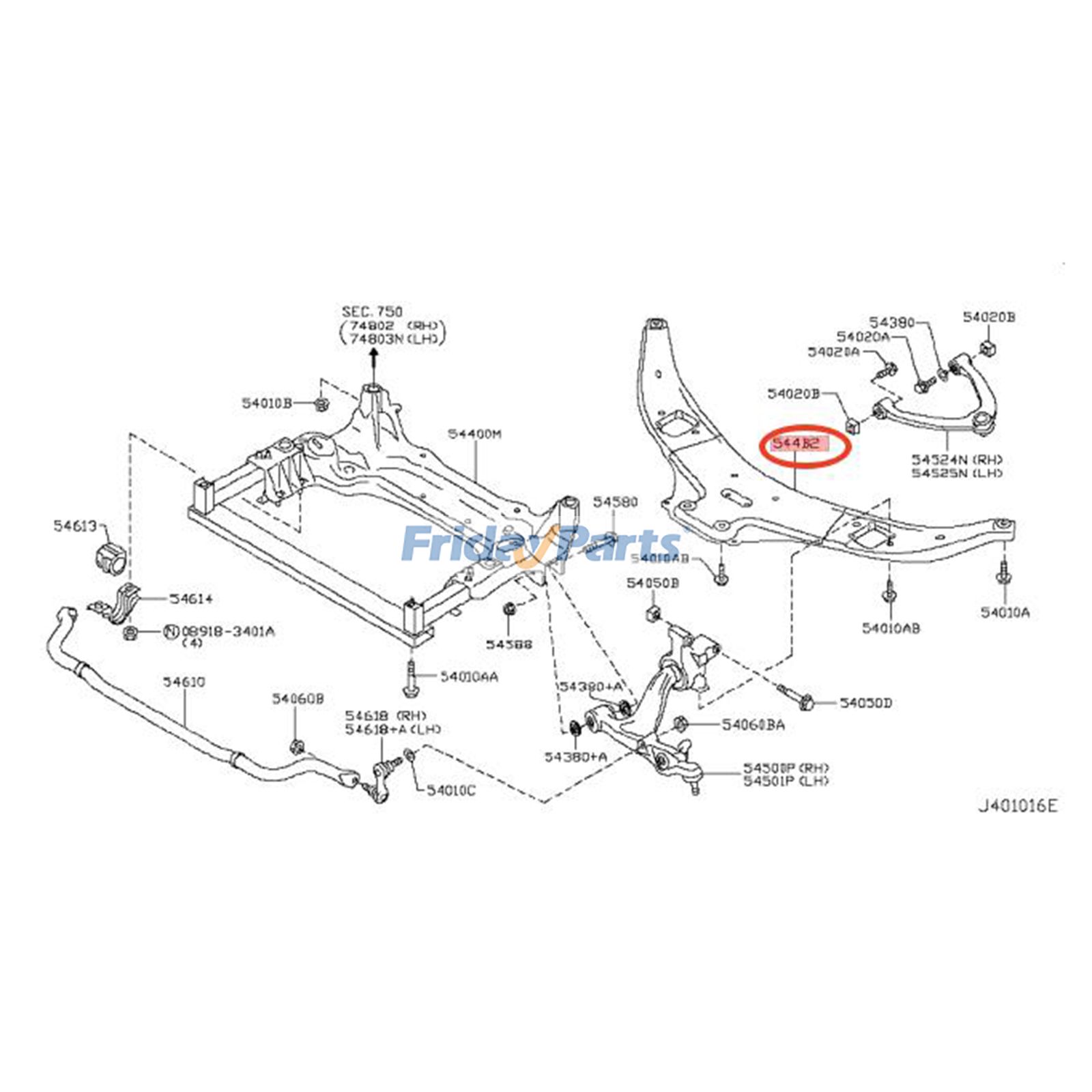Support de traverse de sous-châssispour Véhicule