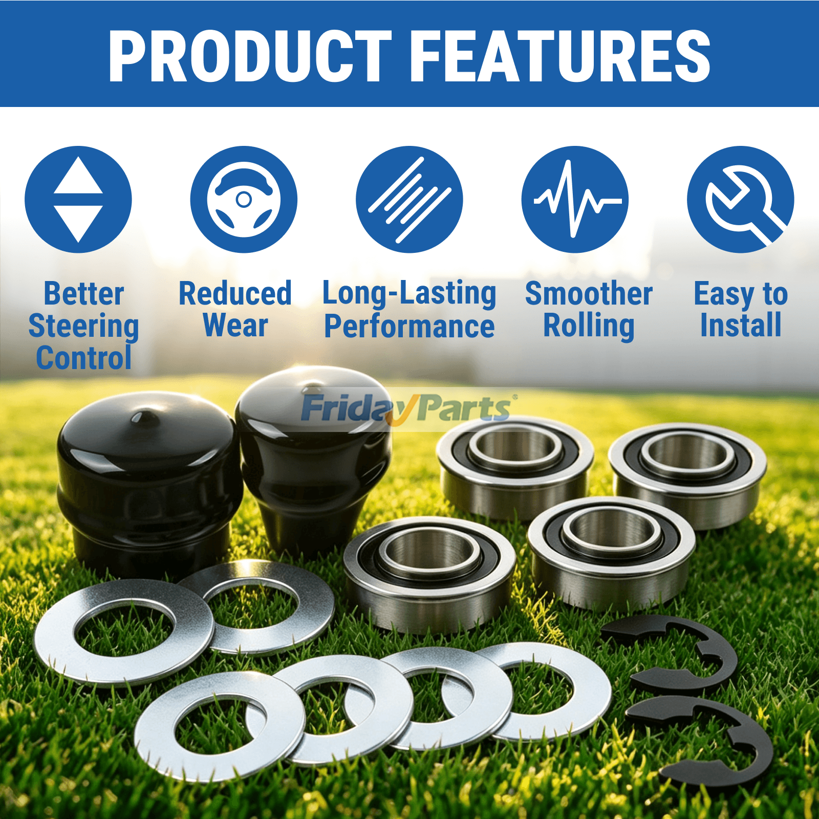 Kit de conversión de buje a rodamiento de rueda delantera 532124959 para tractor cortacésped Husqvarna Craftsman AYP de FridayParts