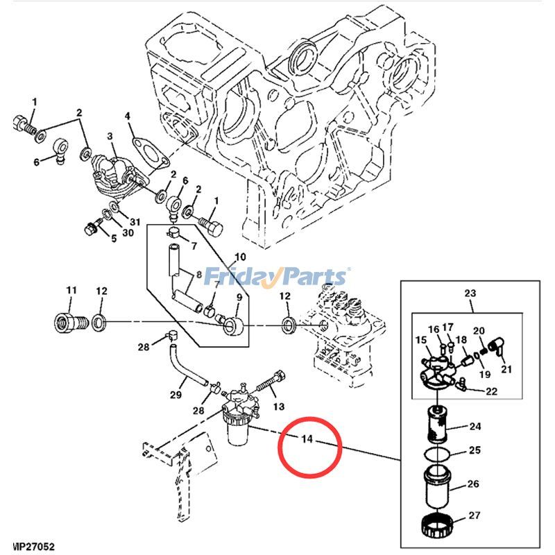 Fuel Filter Assembly AM879317 for John Deere Tractor 2210 4010 4100 4110 4115 for less