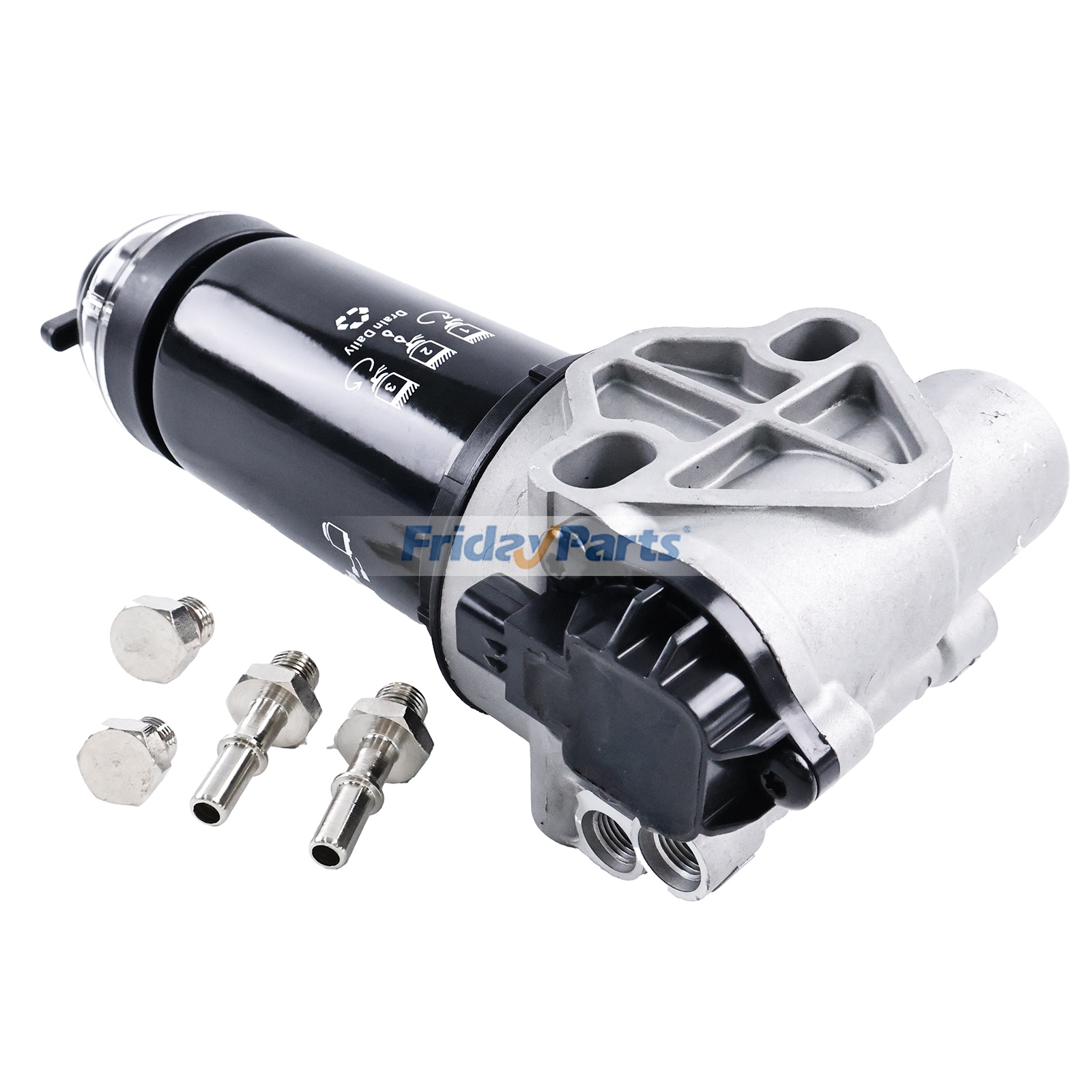 Primary Fuel Filter Assembly with Water In Fuel Sensor RE555988 for John Deere Engine 4045 6068 Loader 310L 310SL 315SL 410L Dozer 701L 710P 750L Tractor 6R250 6R230 6R185