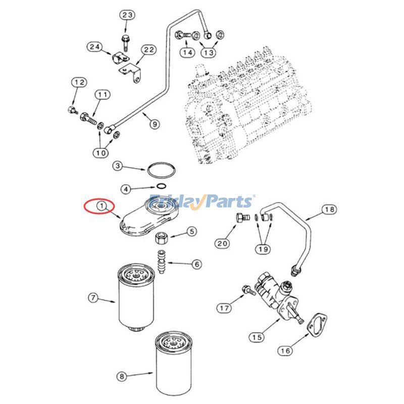 Tête de filtre à carburant Pour CASE