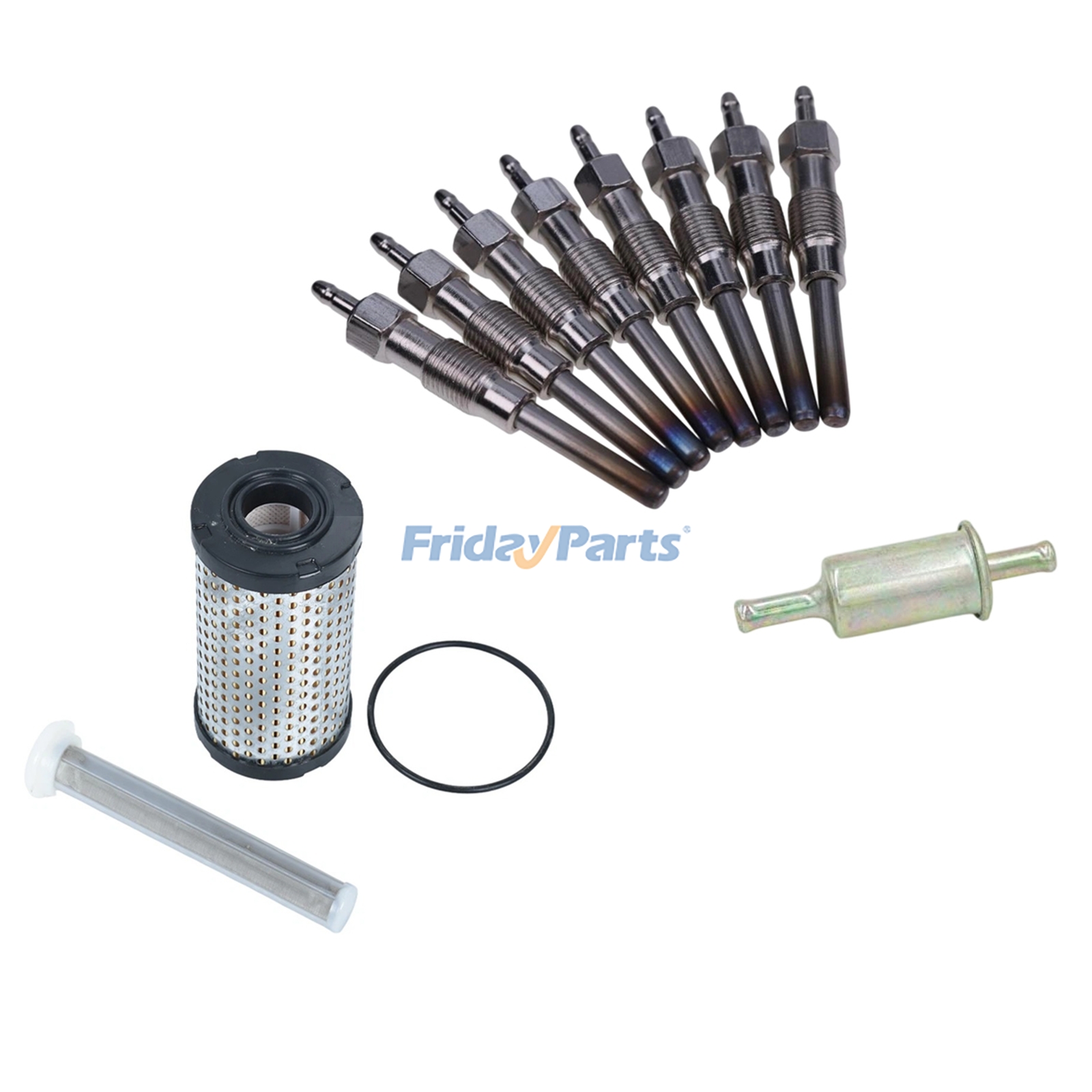 Fuel Filter Set SC220072 A910044 and Fuel Check Valve 12339208 With 8 Pieces Glow Plug 12338771 for HMMWV Humvee Military Tactical Vehicle M998 M1045 M1097 M1123