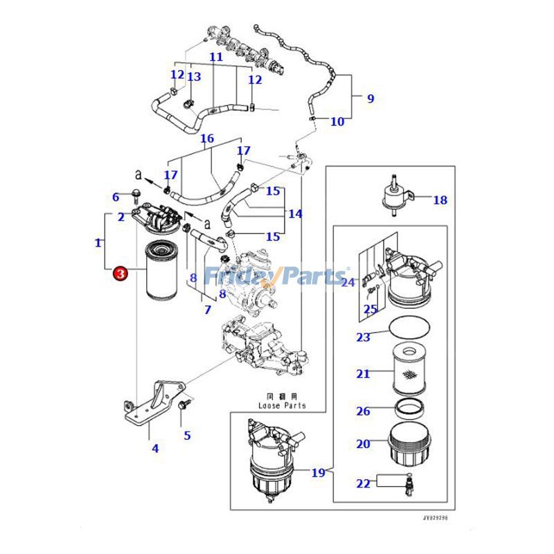 Filtro de combustible YM129A00-55800 para motor Komatsu 4D88E-7, excavadora PC80MR-5, cargadora WA100M-8 para Pala cargadora Para KOMATSU FridayParts