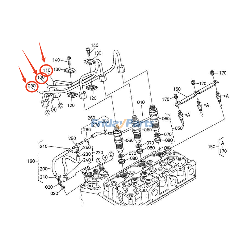 Fuel Injection Pipe Set for Sport UTV/ATV,Engine,Excavator,Mower,Tractor