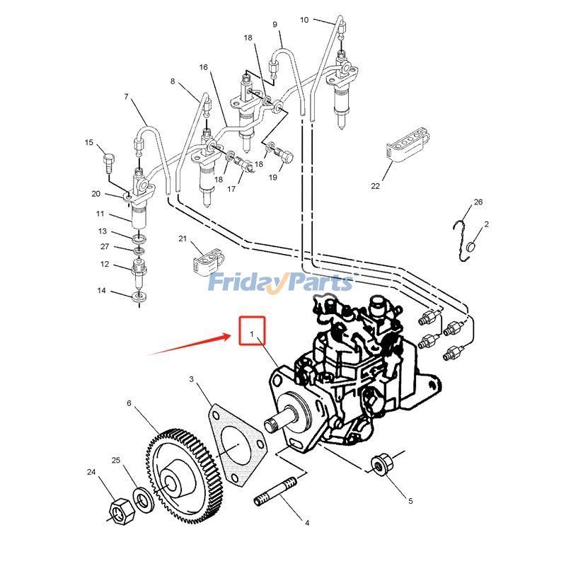 Bomba de inyección de combustible 130-1416 DB2435-5221 para retroexcavadora Caterpillar CAT 3054 (416C, 426C y 428C) Para CAT
