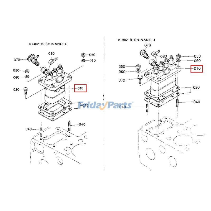 Bomba de inyección de combustible 19808-51010 19808-51012 para motor Kubota D1402 V1902 Generador GV3120-60-B GV3100-B-50-AUS Para KUBOTA