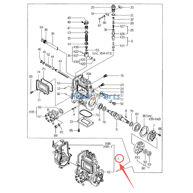 Bomba de inyección de combustible 719822-51460 para motor Yanmar 3TNE78A 