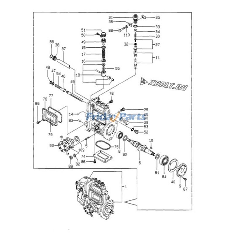 Bomba de inyección de combustible 719910-51350 para motor Yanmar 3TNE82A 