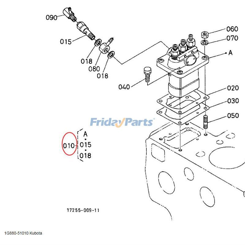 Conjunto de bomba de inyección de combustible 1G880-51010 para motor Kubota D1403 Para KUBOTA