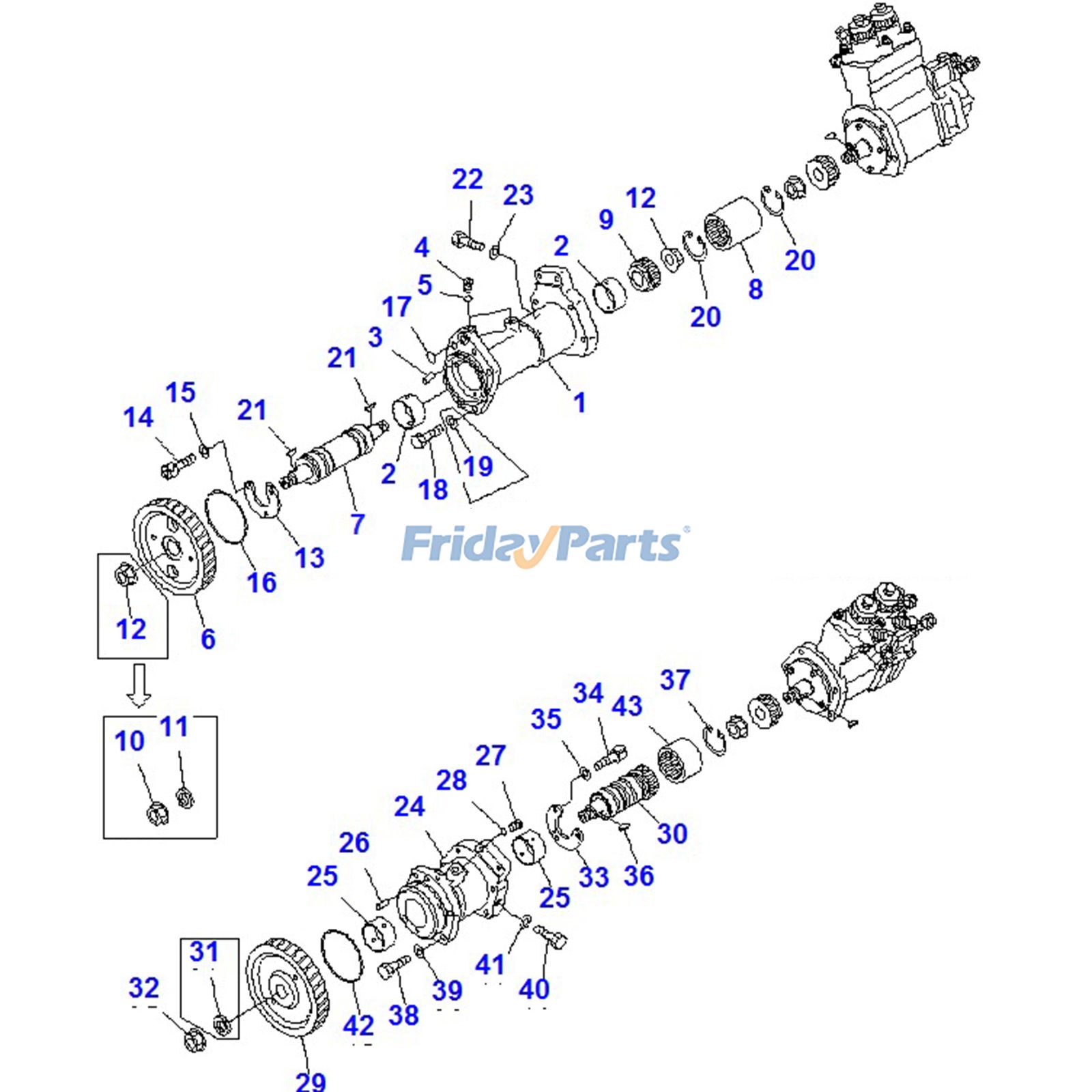 Conjunto de carcasa de bomba de inyección de combustible 6219-71-3100 para motor Komatsu SAA12V140E, camión volquete minero grande HD785-7 Para KOMATSU