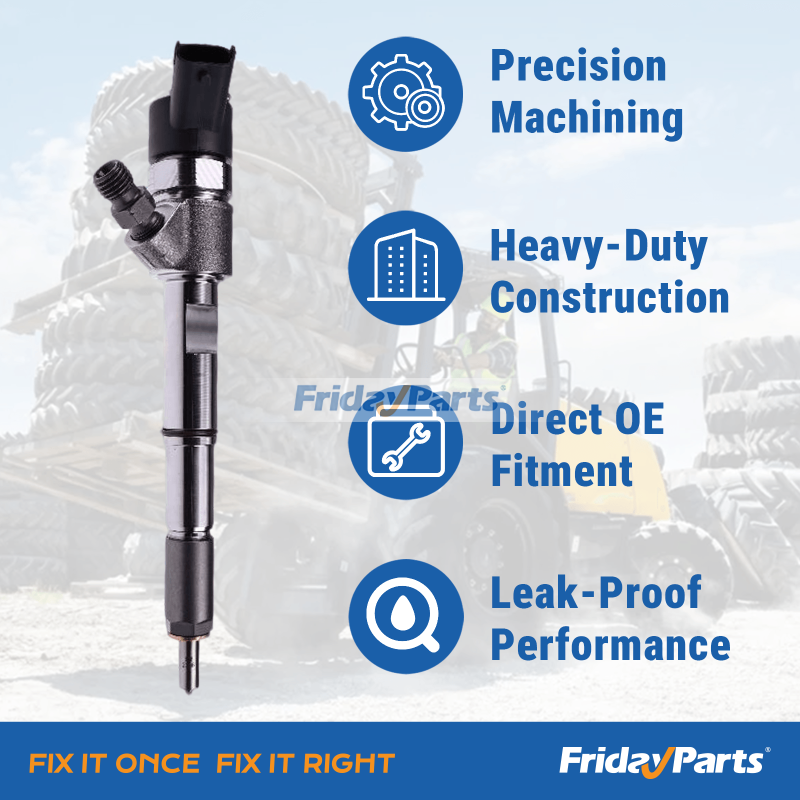Fuel Injector 5801569141 for CASE Engine F5HF F5BF Tractor Farmall 100N Forklift 586H New Holland Loader L221 Iveco - Replaces Bosch 0445110540
