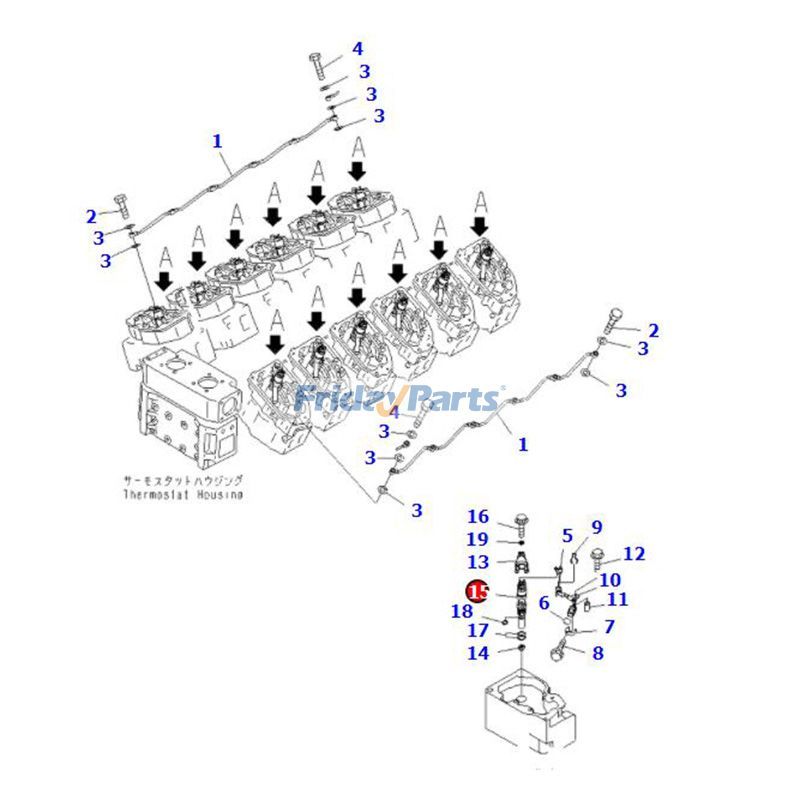 Inyector de combustible 6219-11-3100 para motor Komatsu SAA12V140E Camión volquete HD785-7 Para KOMATSU