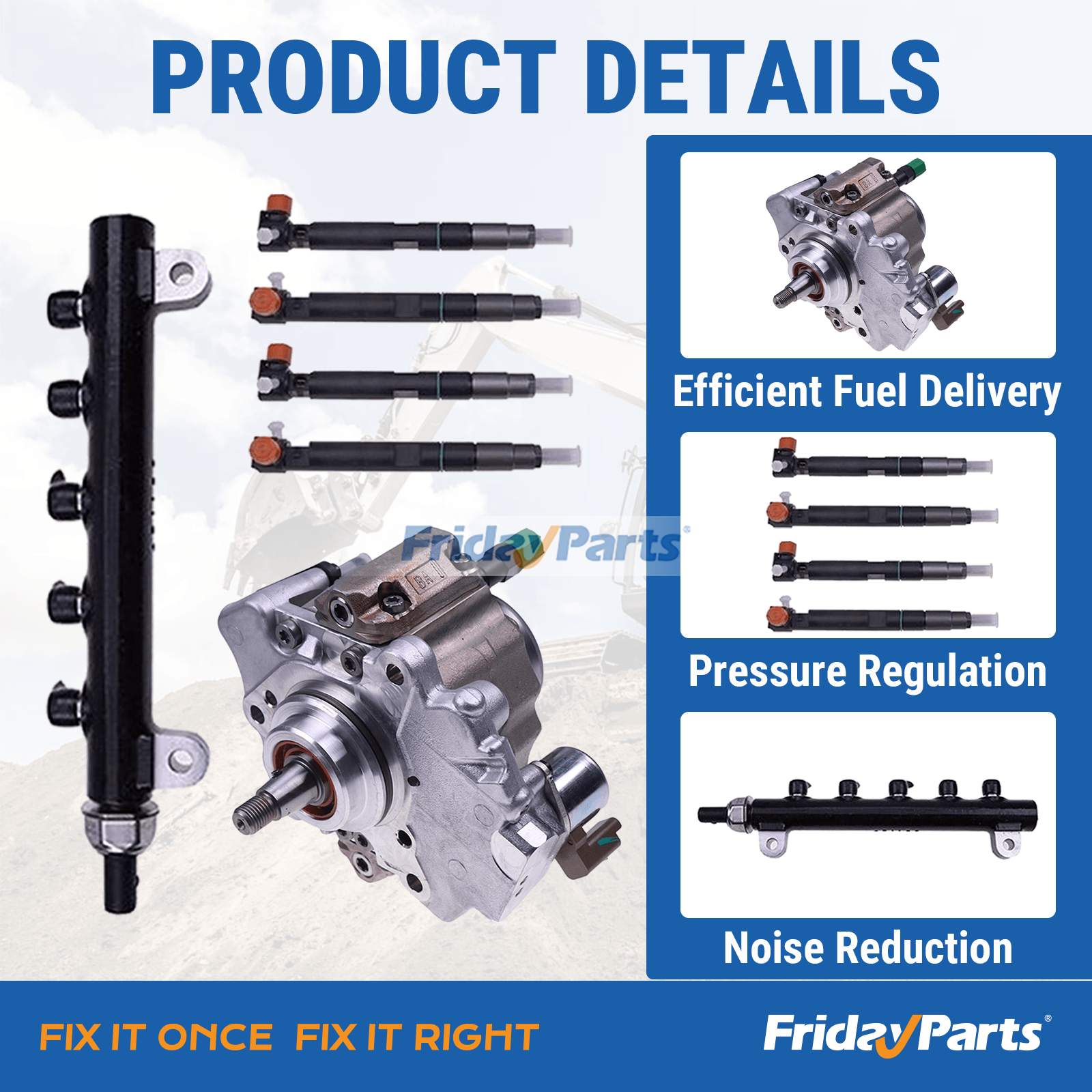 Bomba de inyección de combustible y kit de inyector y riel común 7249380 7030409 7275454 para motor Doosan D24 D18 Bobcat S450 S510 S550 S570 S590 S595 S630 S650