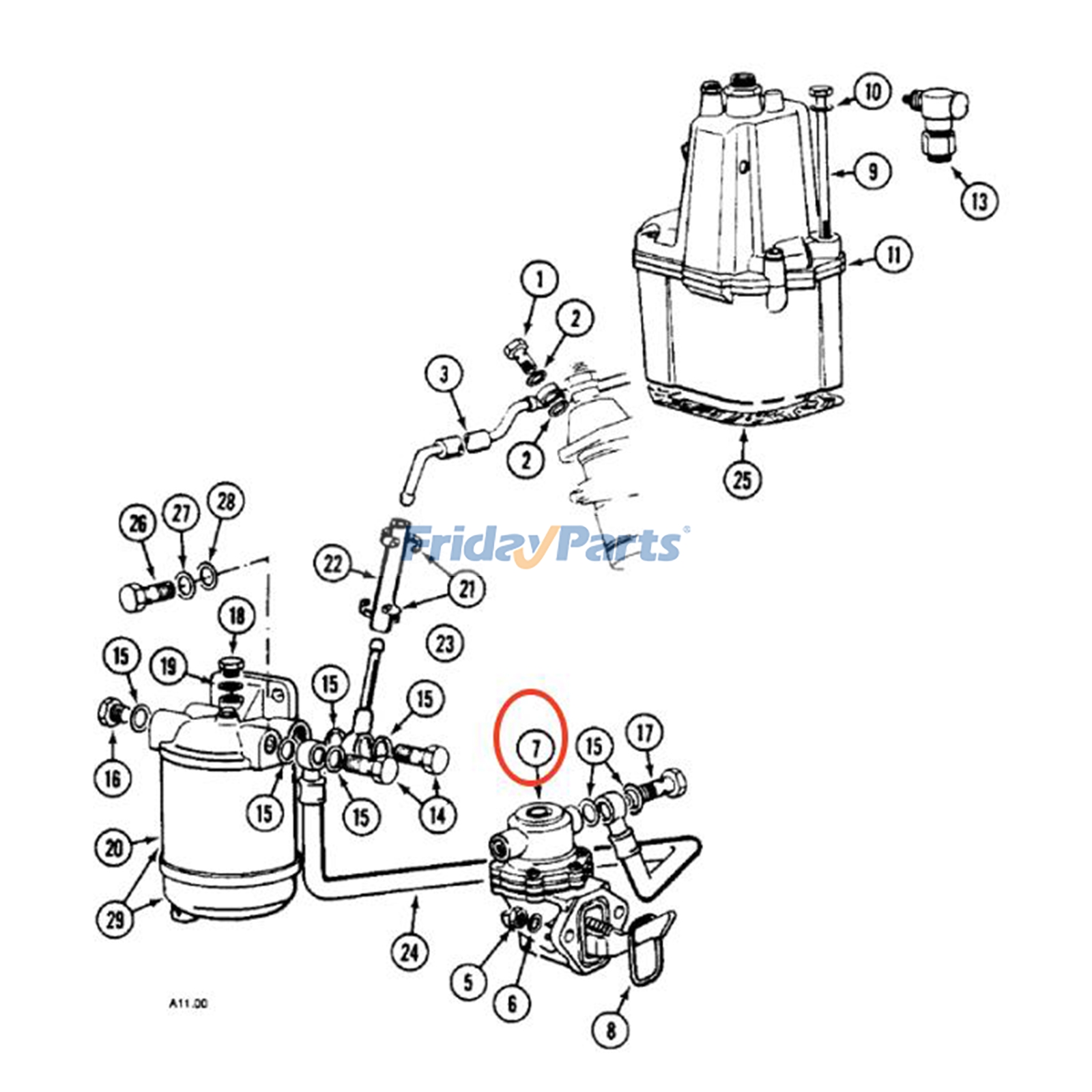 Bomba de alimentação de combustível 1966518C1 para trator CASE 2130, 2150, 2120 e 2140. para Trator