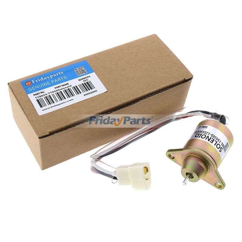 12V Fuel Shut Off Shutdown Solenoid 119653-77950 for Yanmar Engine 3TNE84 3TNE74 3TNV76 John Deere Tractor X495 X595 X740 4110 4115 1435 1445 1545 1565