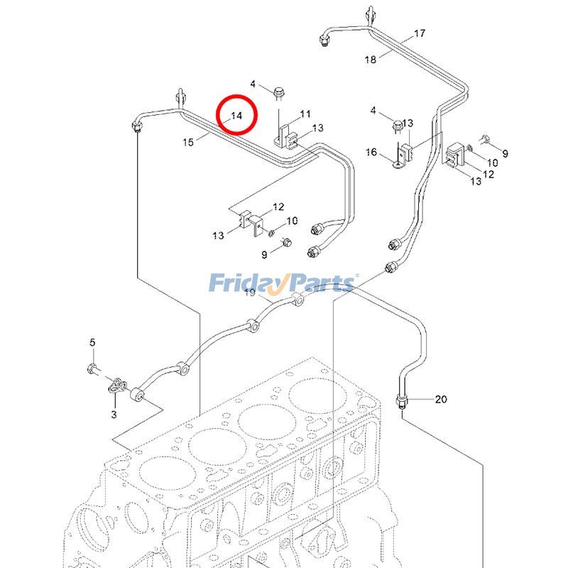 FridayParts Fuel Supply Tube Hyundai R130W