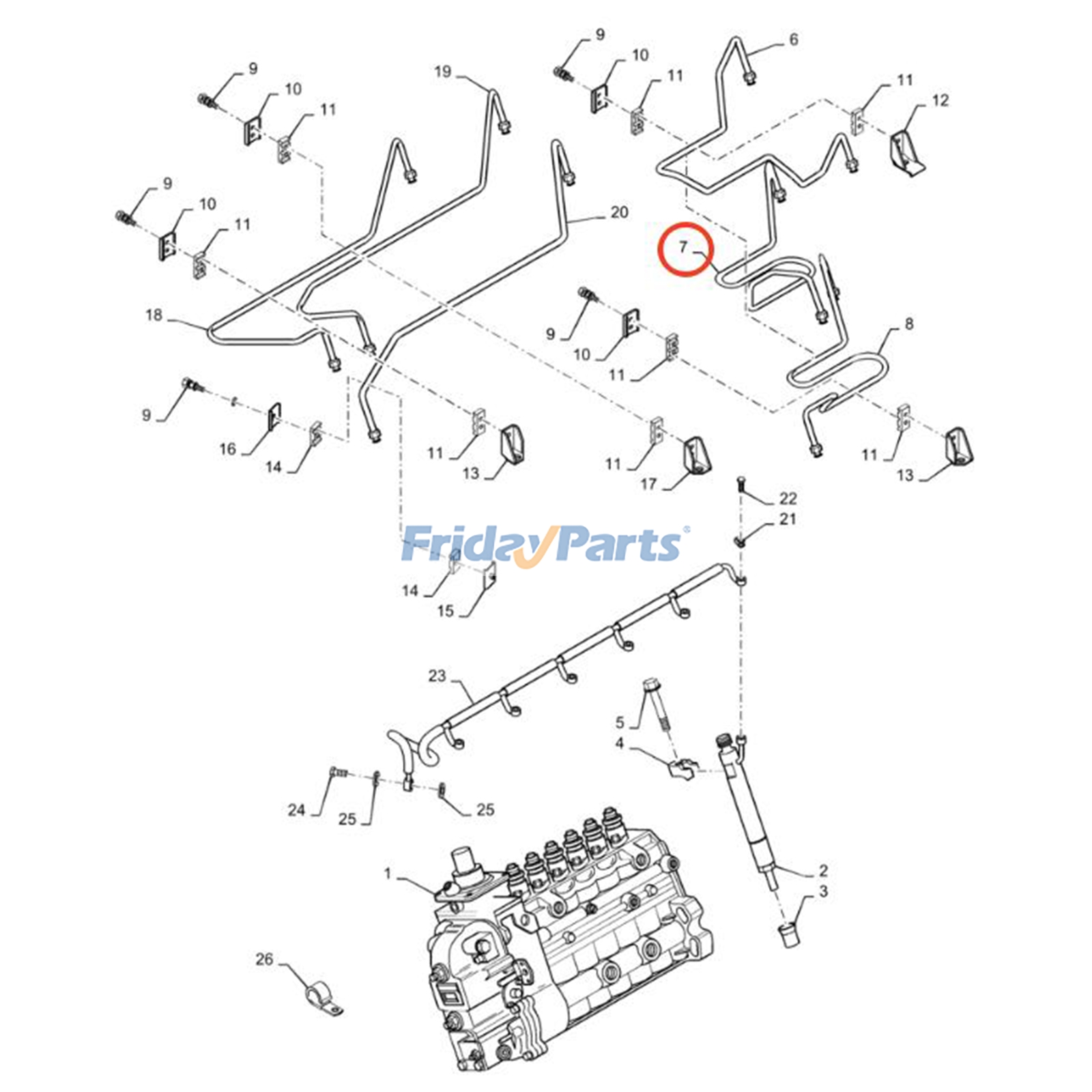 Fuel Supply Tube for Dozer,Loader,Tractor