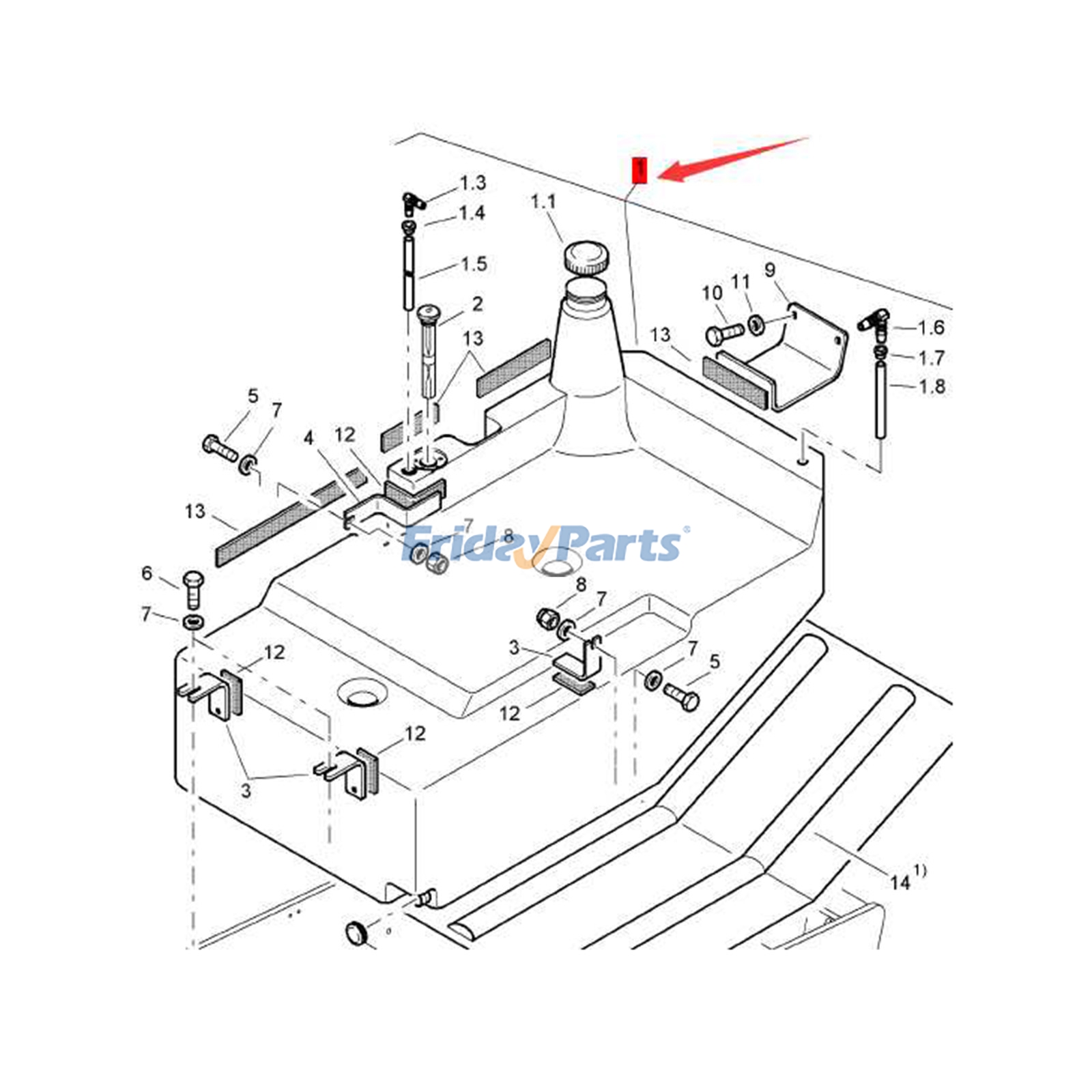 Depósito de combustible 58060218 para rodillo vibratorio Bomag BW 211D-40 de FridayParts