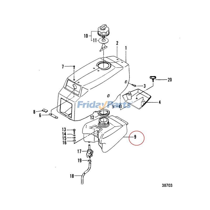 Fuel Tank & Cap 309-70010-3 for Tohatsu Outboard 2.5HP 3.5HP 2-Stroke for less