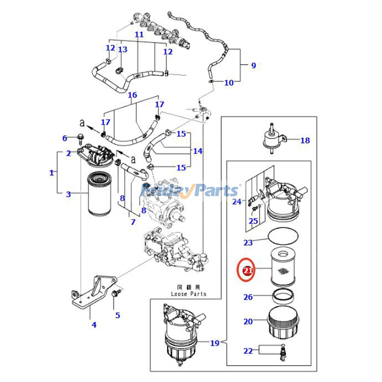  Fuel Filter For KOMATSU