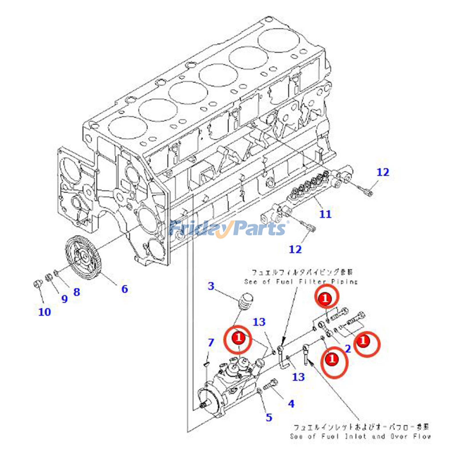Bomba de inyección de combustible 094000-0342 para motor Komatsu SDA6D140E, generador DCA-400SSK2, camión HM350-1L Para Denso,Para KOMATSU