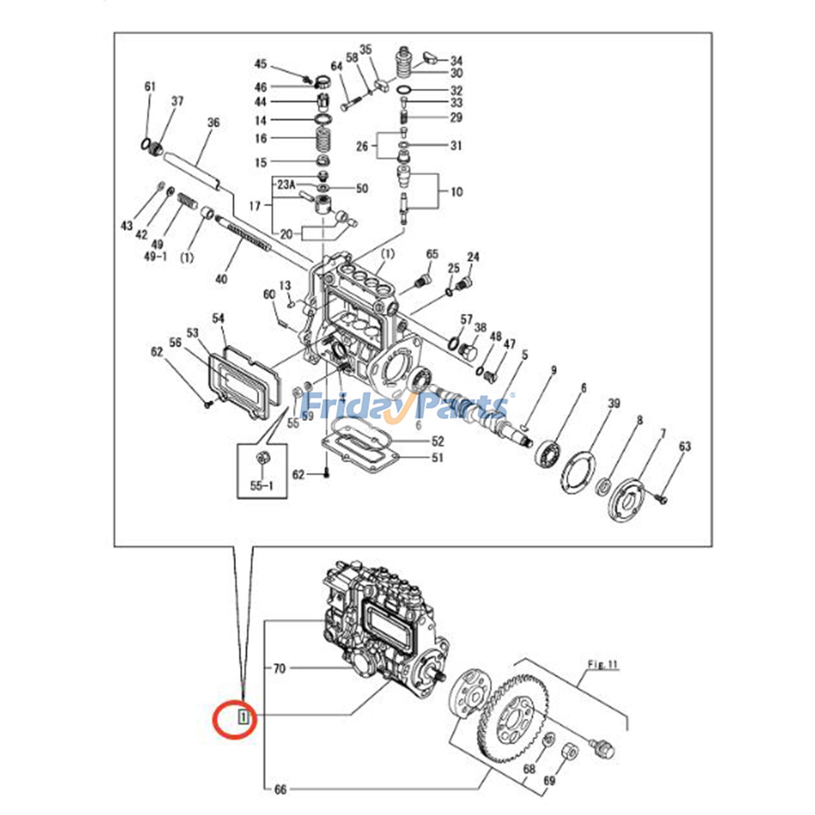 Bomba de inyección de combustible 729670-51450 para motor Yanmar 4JH4E 