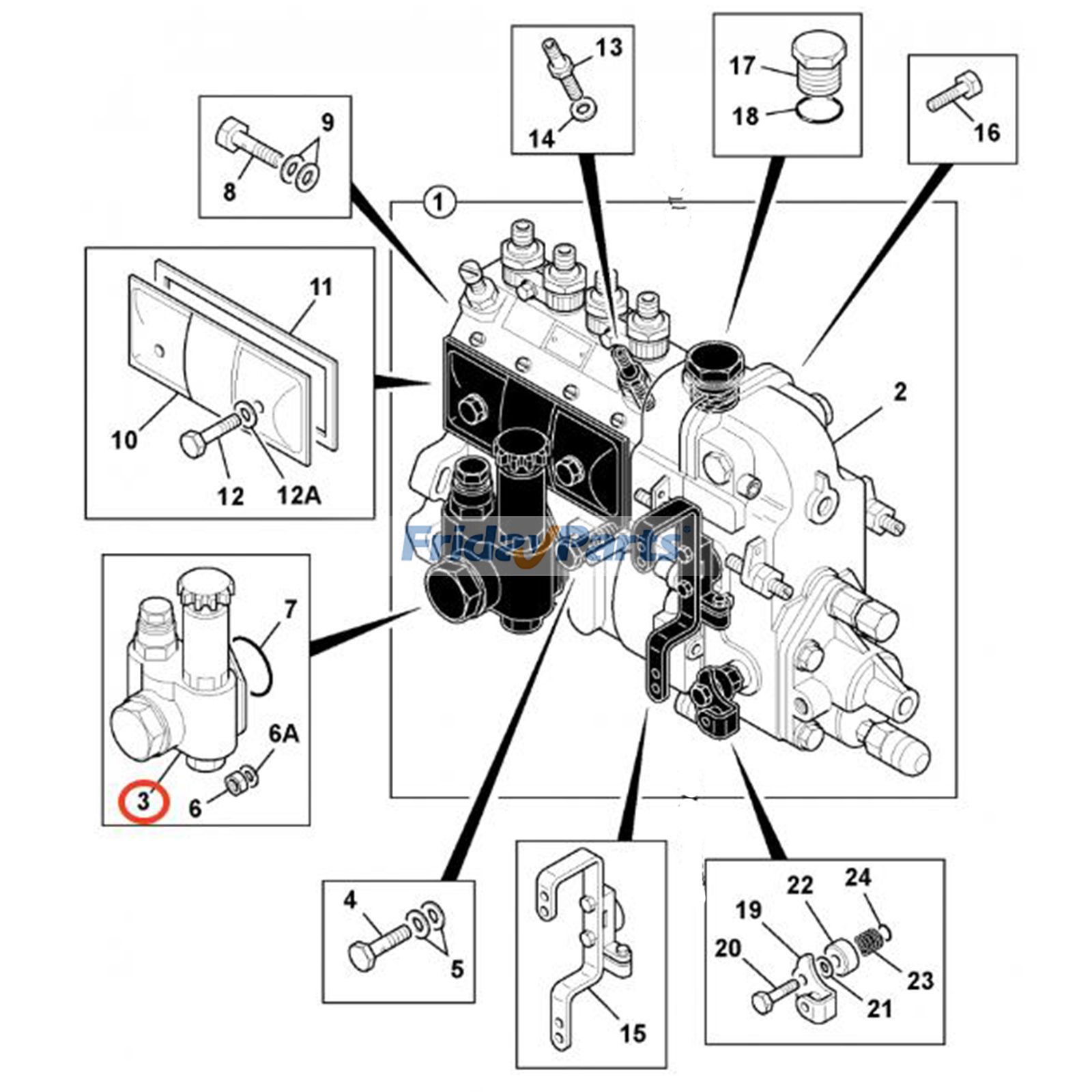 Bomba de elevação de combustível 17/917702 para escavadeira JCB 8052 8060 .JS70 .JZ70 JS70 JS70 MONO JS70 OFFSET JZ70 para Escavadora 
