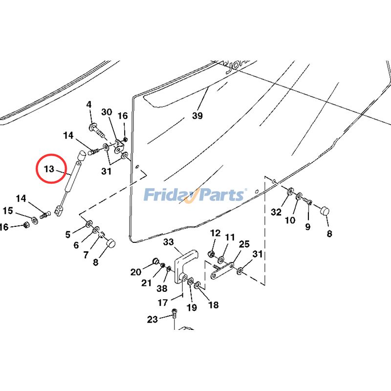  Rear Glass Gas Strut RE170089 RE174162  For JOHN DEERE
