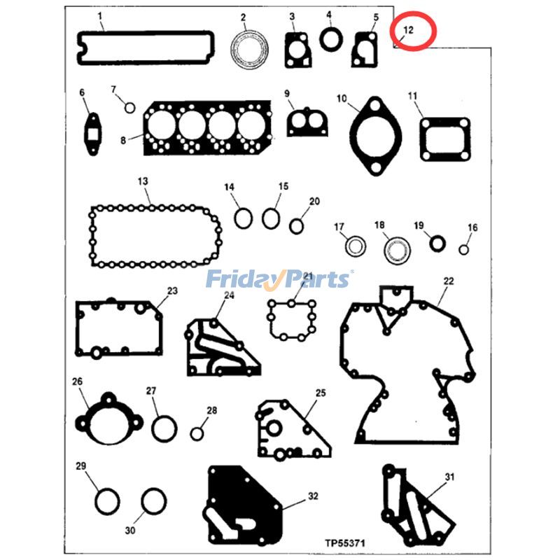 JOHN DEERE用用ガスケット キット RE66086、John Deere エンジン 4045 トラクター 5410 5415 5425 5510 6310 6320 用