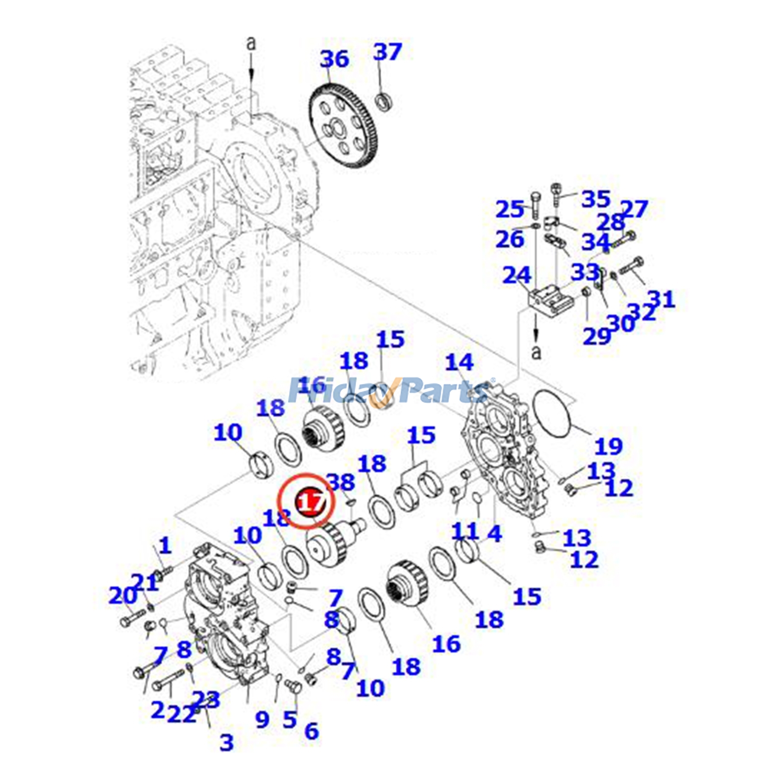 Engranaje 6246-71-3220 para motor Komatsu SAA6D170E-7 