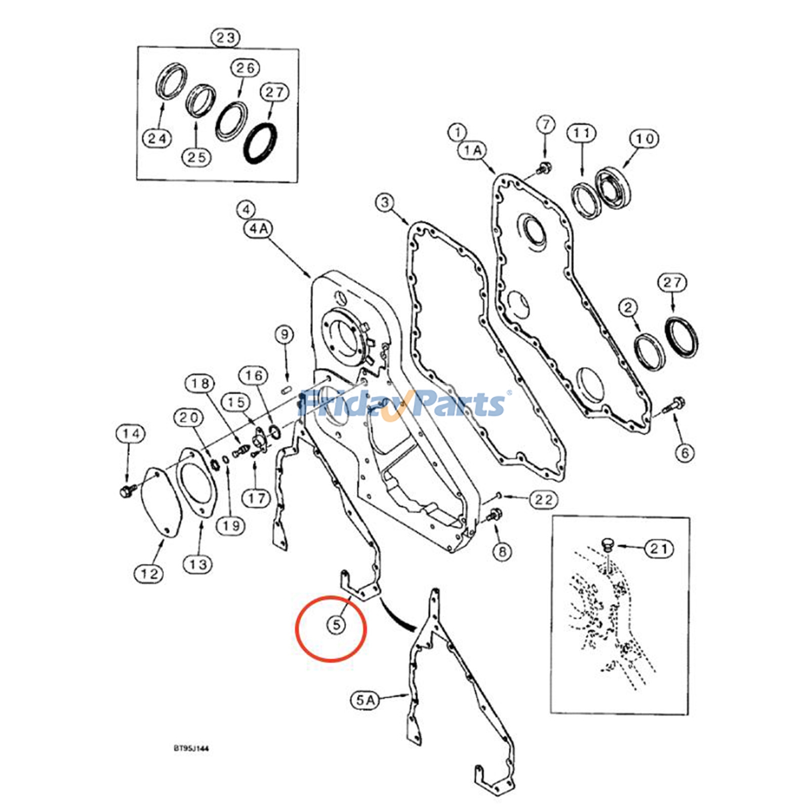 Junta de caja de engranajes J281721 para cosechadoras CASE 2166, 2188 y 8250, tractores 7150, 7210, 7220, 7230, 7240 y 7250 Para CASE