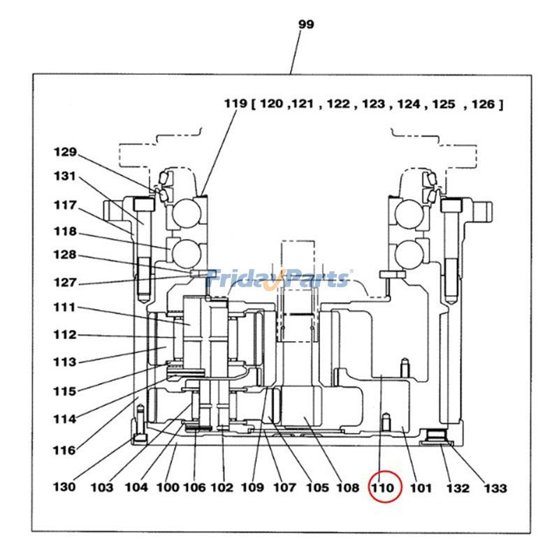Caixa de engrenagens LN00120 para escavadeira CASE CX290 CX290B CX300B CX300C para Escavadora 
