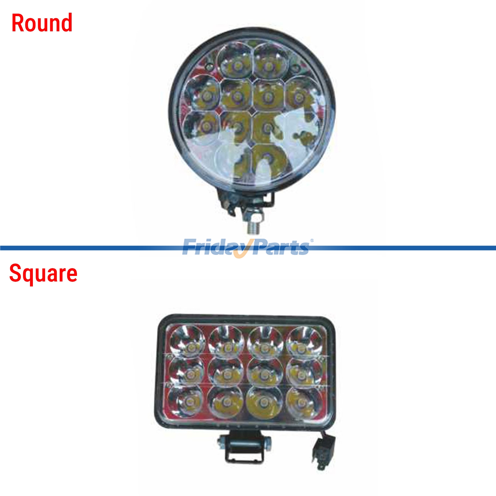 General LED Lamp Work Lights 9-30V 36W 12 Beads 5 Inch Round Square Refit for Car for Vehicle