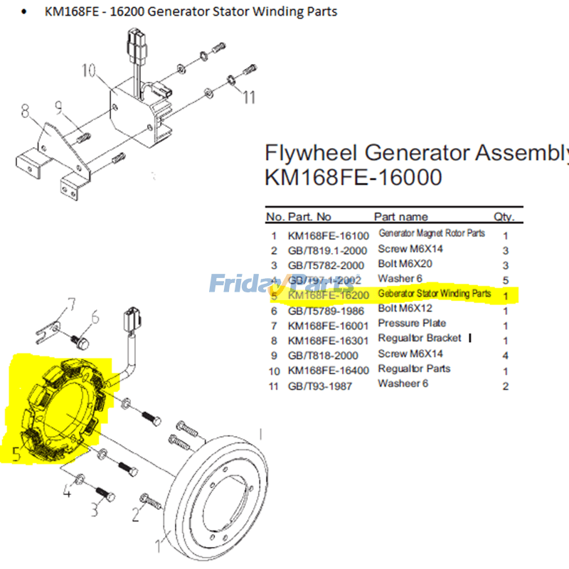 Flywheel Assembly 170FE 178FE 186FE 186FAE for Generator
