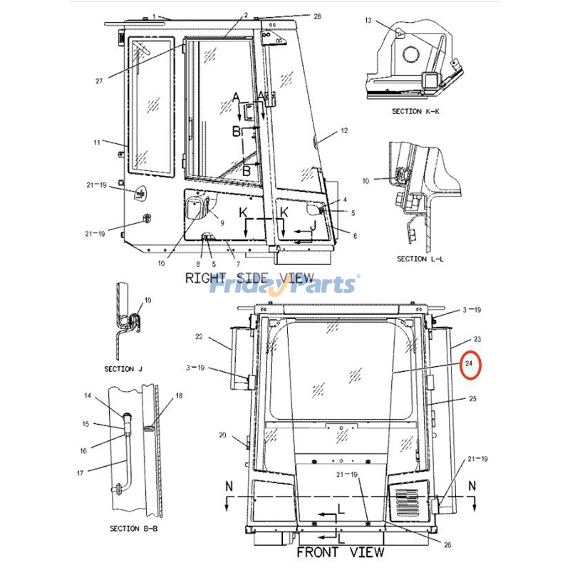 Glass for Compactor,Dozer,Engine,Loader