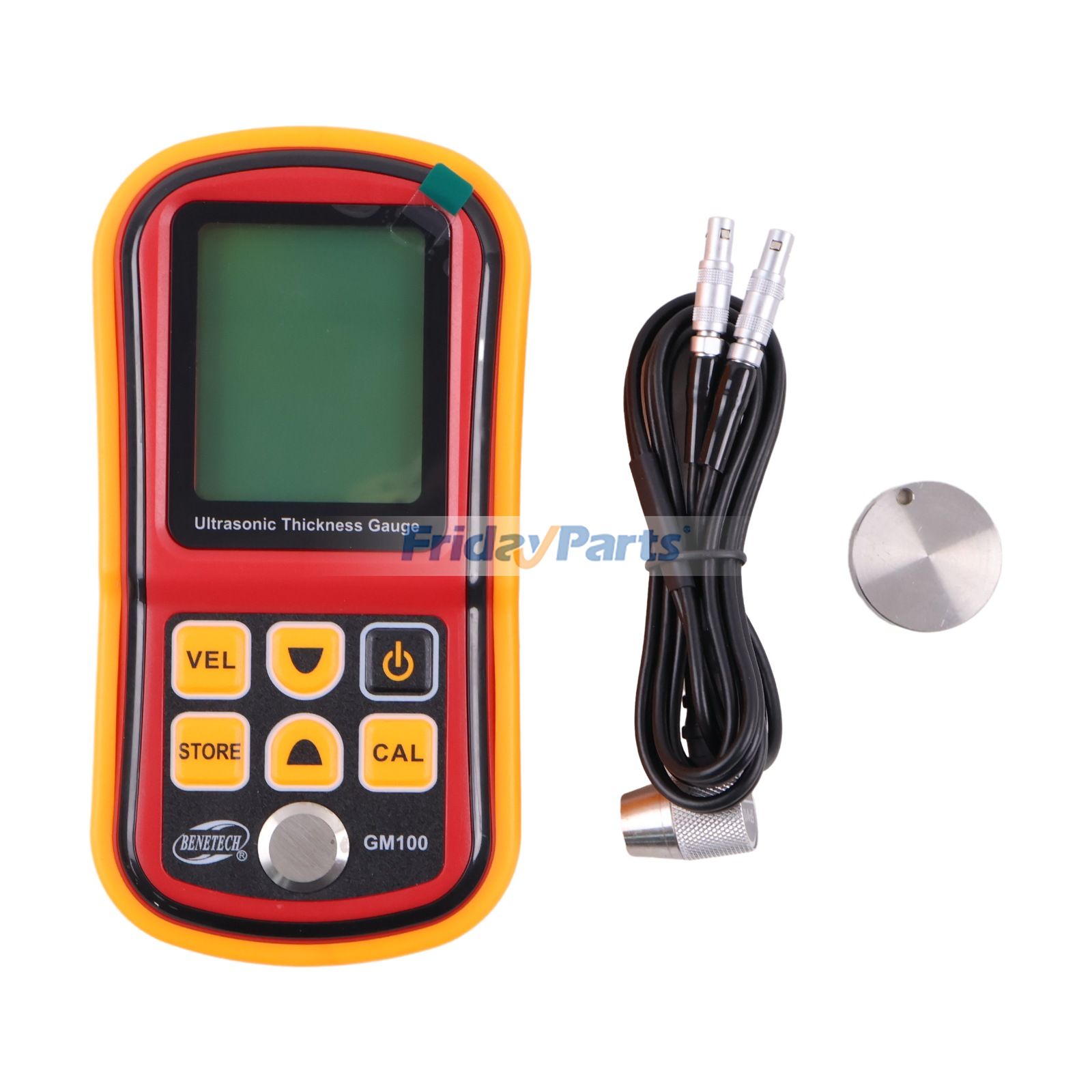 Medidor de espesor ultrasónico digital GM100 con pantalla LCD grande, medidor de velocidad de sonido, calibración automática, 5 MHz, 12-300 mm, placa de acero, plástico y cerámica, sin batería.