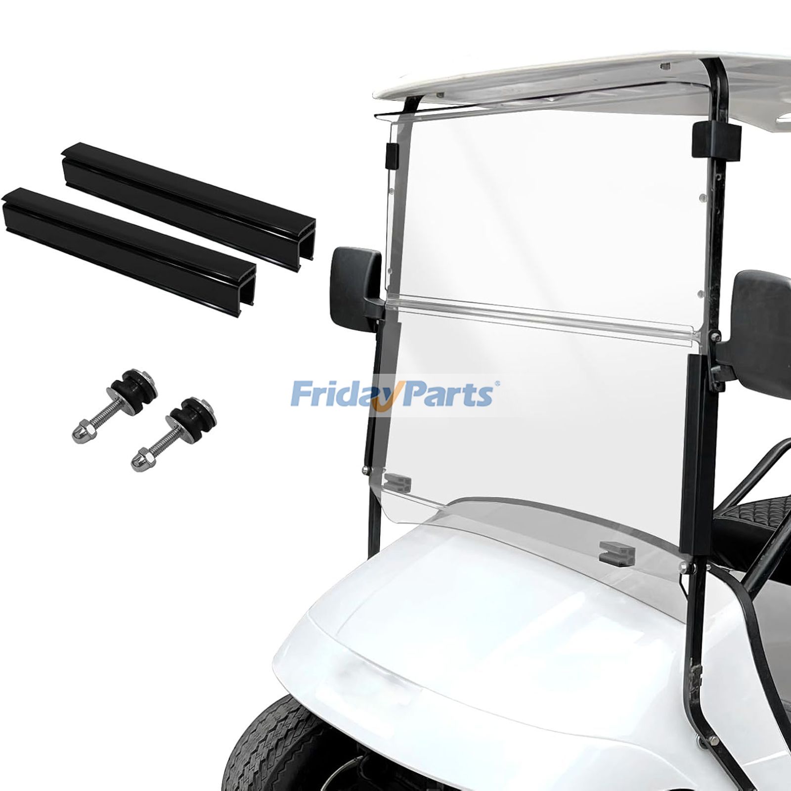 Pare-brise rabattable et résistant aux chocs pour voiturette de golf EZ-GO TXT à partir de 2014