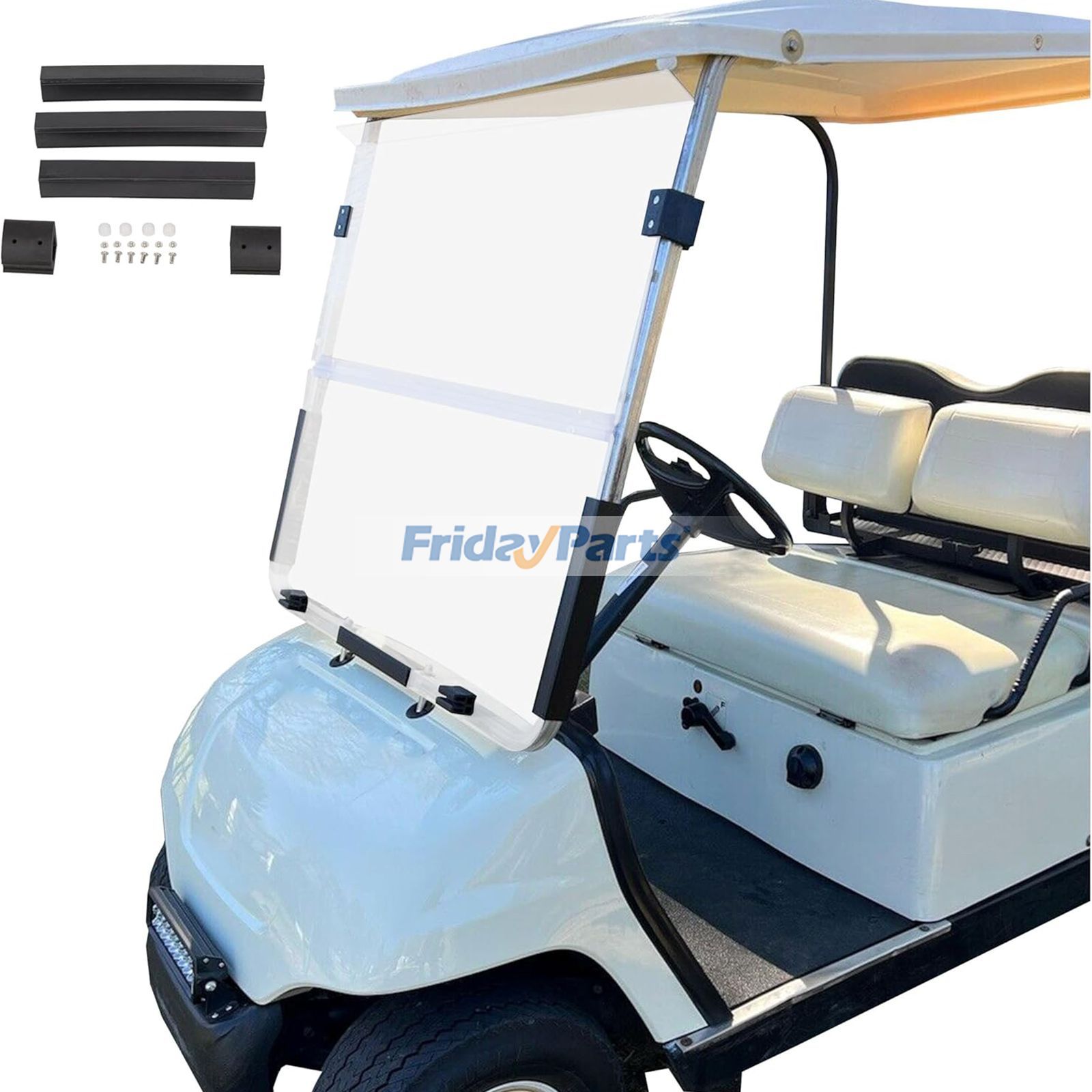 Pare-brise rabattable et résistant aux chocs pour voiturette de golf Yamaha G14, G16, G19 (1995-2003)