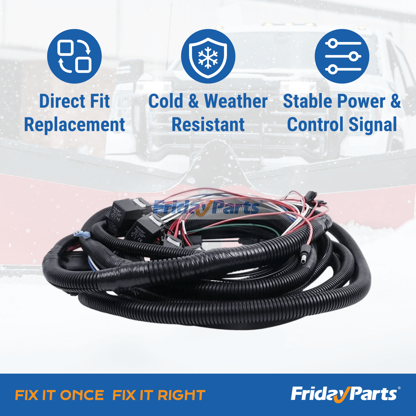 Arnés MSC08001 MSC04316 412416 para Boss Power-VDXT Straight-Blade Trip-Edge