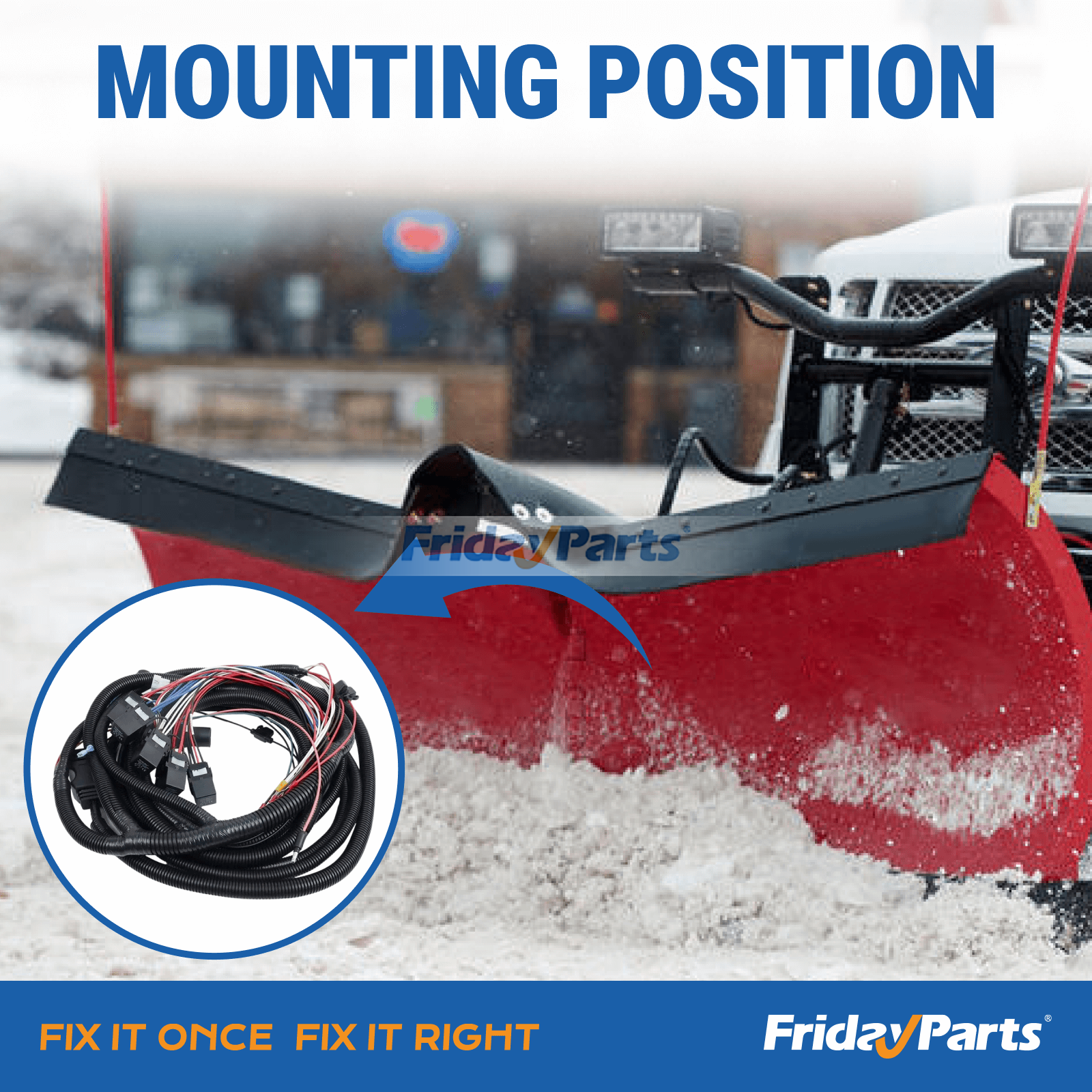 Repuesto Arnés MSC08001 MSC04316 412416 para Boss Power-VDXT Straight-Blade Trip-Edge compatible con Equipo para Nieve Para BOSS FridayParts