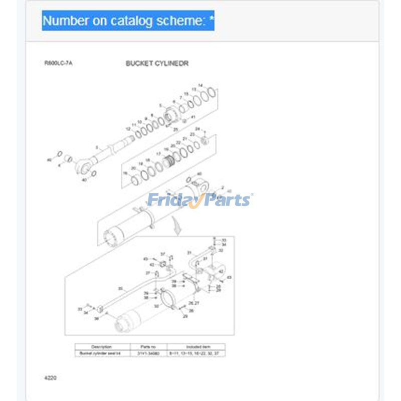 Ensemble de vérin de godet HCE 31ND-61010 pour pelle sur chenilles Hyundai série 7 R800LC-7A