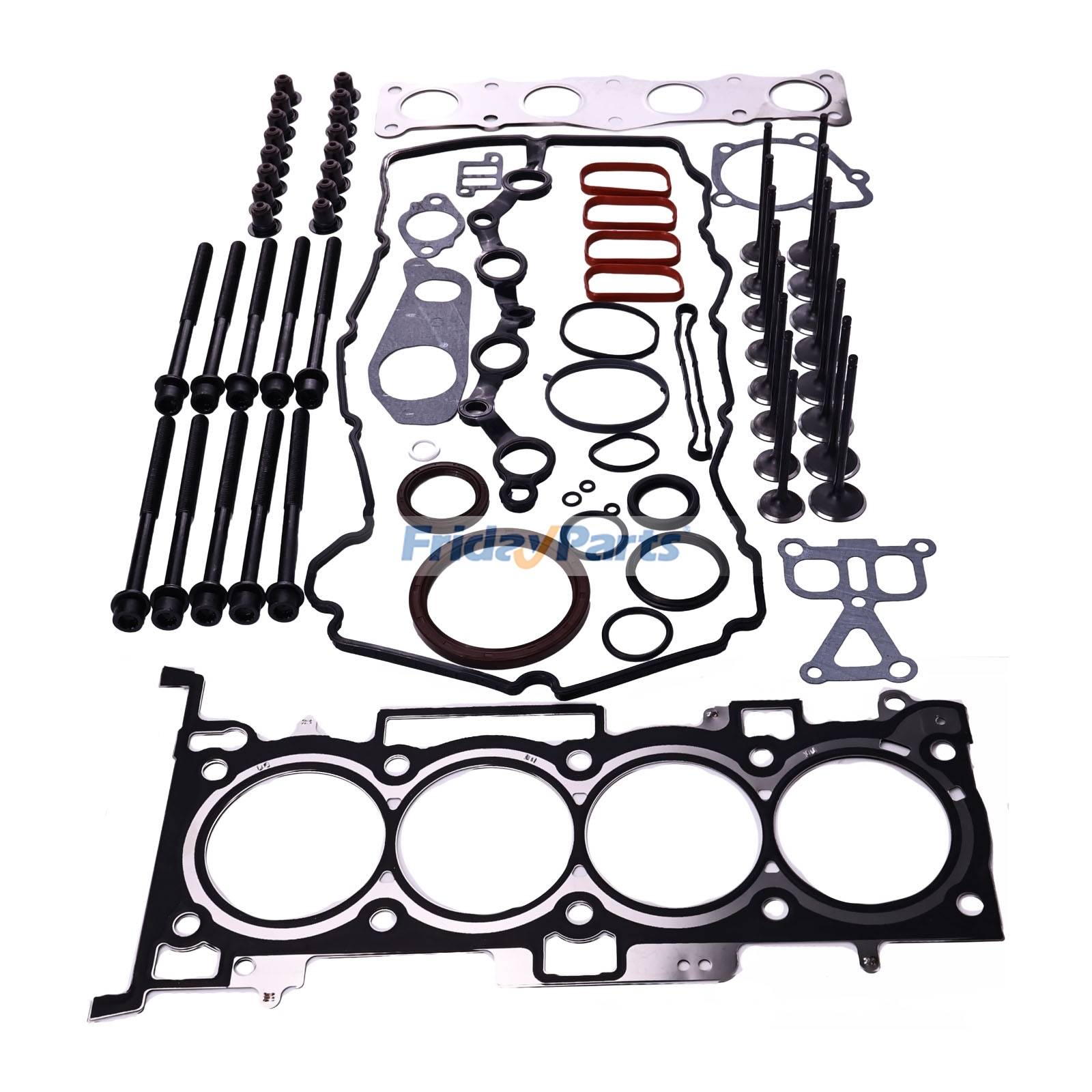 Head Gasket Set W/Bolts & Intake Exhaust Valves for Engine,Vehicle