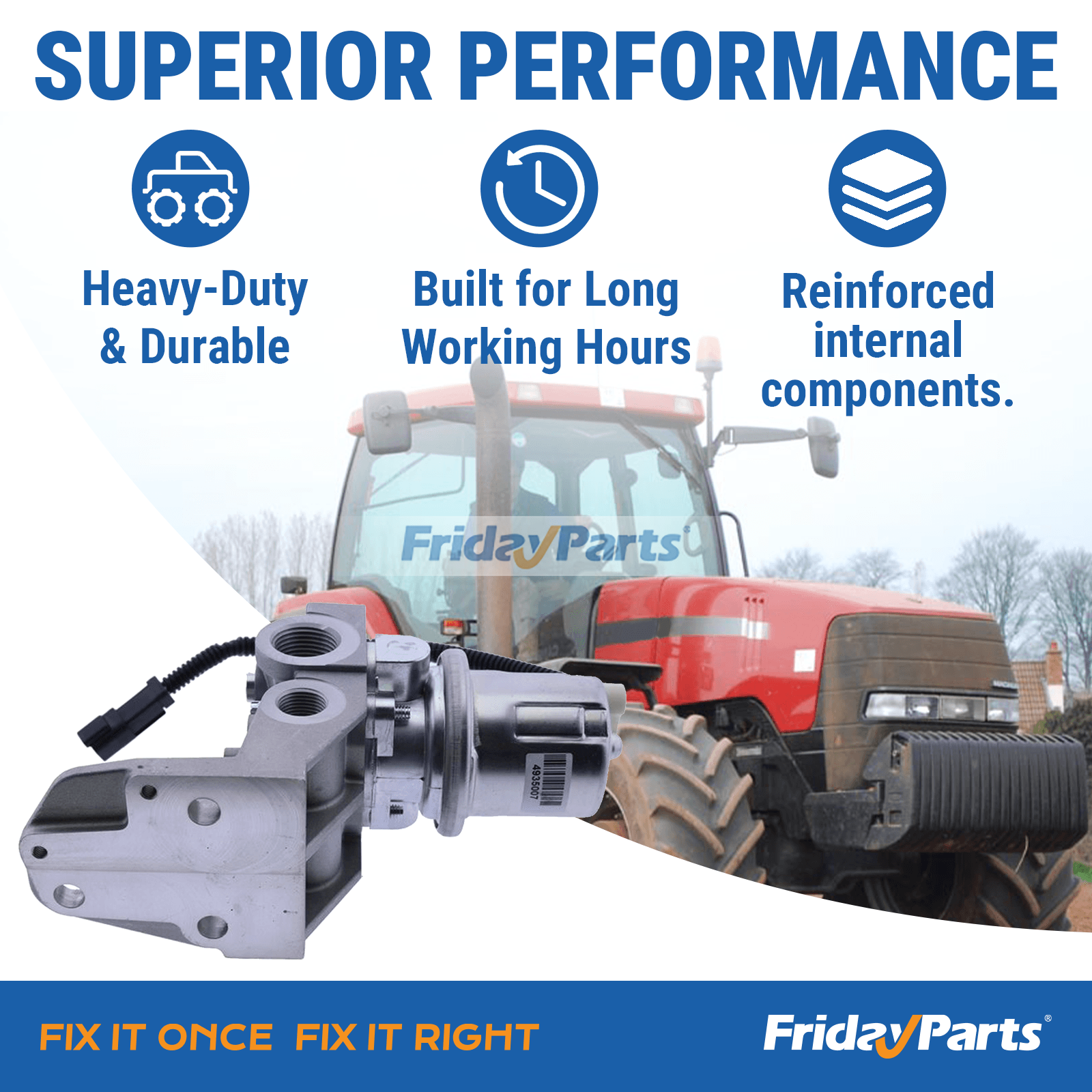 Heavy-duty durable fuel pump 87585287 designed for long service life in CASE MX240 MX255 tractors