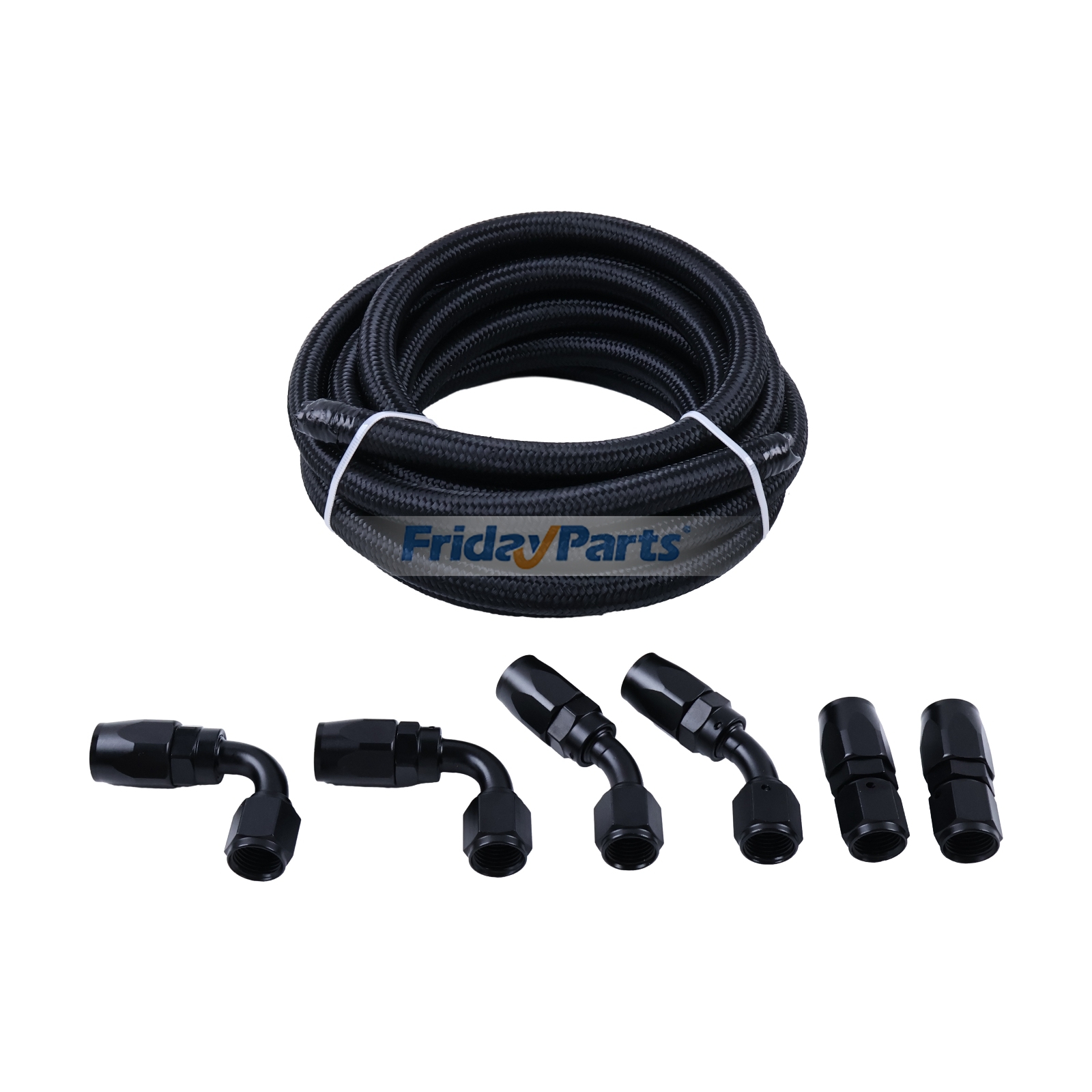 Kit de tuyau de carburant tressé en nylon noir haute résistance de 3,66 m (12 pi) avec adaptateur pivotant pour le transfert d'essence et d'huile