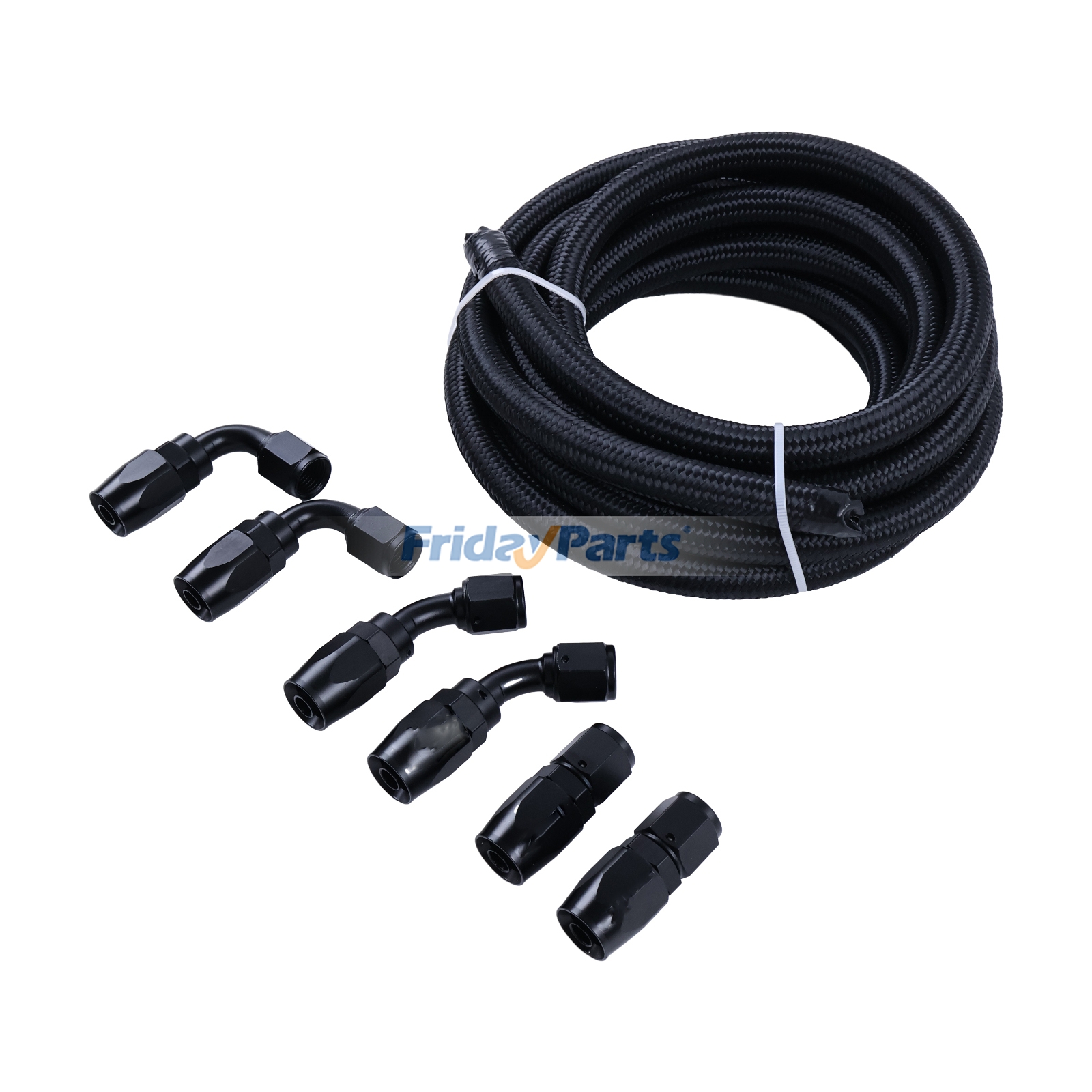 Kit de tuyau de carburant tressé en nylon noir haute résistance de 3,66 m (12 pi) avec adaptateur pivotant pour le transfert d'essence et d'huilepour